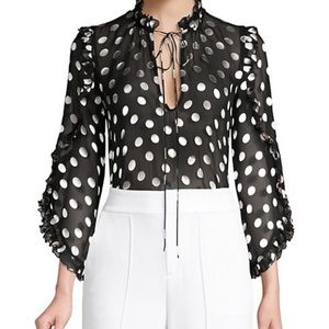 Alice and Olivia JULIUS POLKA DOT BLOUSE XS